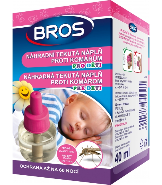 BROS- náhradní tekutá náplň proti komárům do elektrického odpařovače pro děti
